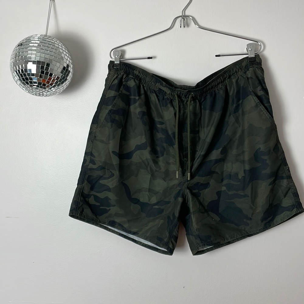 🏊‍♂️ FRENCH CONNECTION green camouflage camp print swim trunks shorts XL 🏊‍♂️